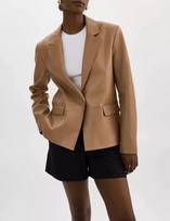 AL KHALID Women Leather Party Handmade Tan Blazer Stylish Formal Designer Real Lambskin XS gelsvai ruda