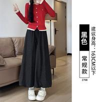 White bud culottes women's new autumn small glutinous rice wide-leg pants high-waisted puffy skirt S- (recommended 80-47.5 kg)