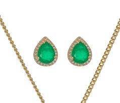 Jewelry Wind Line Cold Wind Stacked Chain Simulation Emerald Set