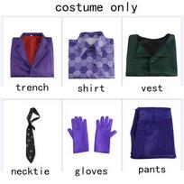The Joker Cosplay Costume Clown Full Set Coat Shirt Vest Tie Suit Outfits Joker Full Set For Men Halloween Costumes XS