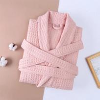 2 sluoksnių Waffle Hotel Chalatas Vyriškas 100 % medvilnės kimono chalatas rankšluostis chalatas sugeriantis chalatas moteriška ilga pižama pižama M rožinė