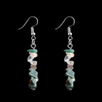 Natural Crystal Agate Amethyst Powder Crystal Irregular Gravel Beaded Earrings Long Fringed Earrings