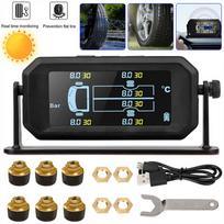 Belaidžiai automobilio TPMS padangų slėgio jutikliai Saulės energija varoma padangų slėgio stebėjimo sistema Temperatūros signalizacija 6 ratų padangų išoriniai jutikliai juoda