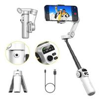 AOCHUAN Smart X2 Stabilisation du gimbal pour smartphone, gimbal à 3-axes avec barre d'extension de 7,8 pouces et écran OLED - Blanc