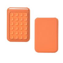 For Magsafe Magnetic Card Holder Strong Adsorption Leather Phone Stand Suction Cup Hands-Free for iPhone 17 16 15 14 13 ProMax oranžinė