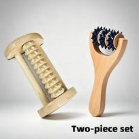 2Pcs Wooden Massage Roller Set: Handheld Body + Foot Roller for Back Legs Soles, Home Office Gym Essential Gift for Runners