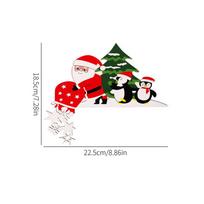 Door Toppers Santa Elk Penguin Silhouette Artwork 2 Pieces Wood Christmas Door Corner Wall Decor For Home Party Bathroom Outdoor