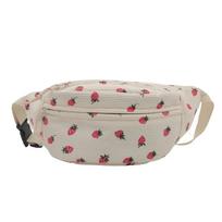 Waist Bag Women Men Corduroy Fanny Pack Strawberries Pocket Fashi Chest Handbag Sports Travel Purse Plaid WaistPack Belly Bags balta