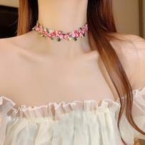 Elegant Lace Bowknot Choker Necklaces for Women Girls Sweet White Cloth Lace Bow Charm Necklaces Aesthetic Jewelry Accessories