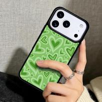 Capa Case for iPhone 17 Air 16 Pro Max 15 Plus 11 13 Mini 14 12 Back Phone Cover Matcha Sage Green Love Heart iPhone Air