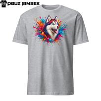 Vibrant Unisex Siberian Husky T-Shirt Mens Womens Tees Top | Colorful Dog Design | Short Sleeve Tee 3XL