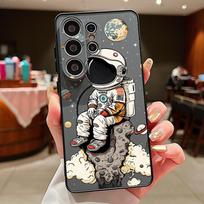 Cartoon Astronaut Case For Samsung S26 Edge S25 FE S24 Plus S23 S22 Ultra A17 A37 A54 A55 A56 A57 5G Magnetic Matte Cover Funda Galaxy A56 5G