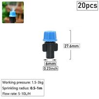20pcs 1/4  Barb Misting Nozzle Sprayer Sprinkler With Hose Tee Barb Thread Connector For Garden Irrigation System