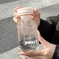 250ml Mini Water Bottle Shaker With Filter Time Marker Cute Plastic Coffee Tea Matcha Water Cup Portable Drink Bottle BPA Free 250ml rožinė