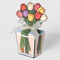 10Pcs 3D Tulip Gift Box Bouquet Design Romantic Rose Packaging Box Mini with Ribbon Floral Gift Bags Party Favors/Gift Decor