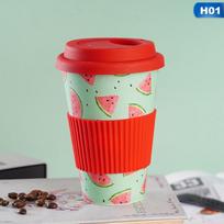 401-500ml Ekologiškas bambukinis daugkartinis kelioninis puodelis lauko reikmėms Nešiojama puodelio, arbatos, kavos, vandens, sulčių puodelio, termoso, dovanos 401-500ml