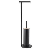 ABBY-Bathroom Toilet Paper Shelf Standing Tissue Holder-Minimalist Design 2-In-1 Toilet Brush And Roll Paper Rack