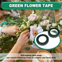 ABBY-12 Pcs Floral Tape Florist Stem Wrap Green Tape For Bouquet Flowers And Crafts Making L tamsiai žalia spalva