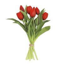 Artificial Tulip Bouquet with 7 Flowers Designed to Enhance For Wedding Decor Home Interiors and Office Spaces raudona