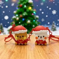 2pcsSet Christmas Bubu and Dudu Bear Panda Figure Keychain Mini Figurine Desktop Decoration Ornaments Toys Christmas Gifts