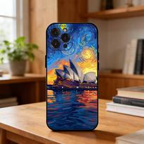 Van Gogh-style urban architecture Phone Case For iPhone17,16,15,14,13,12Plus,Pro Max,XS,5G Soft Silicone Black Cover iPhone12PRO