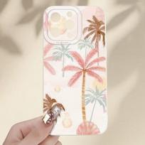 Palm tree pattern phone case suitable for iPhone 17 16 15 14 13 12 11 Pro/Max/Plus anti drop and shockproof back cover iPhone 16 PLUS balta