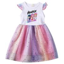 4104 Kids Girls Rumi Zoey Mira Print Bow Sequin Dress 100cm