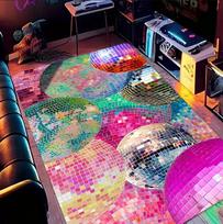 Pink Disco Ball Carpet Ladies' Room Party Game Decoration Carpet Living Room Bedroom Decoration Rug 40x60cm