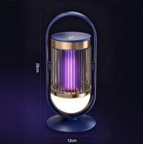 Outdoor Mosquito Zapper Rechargeable Bug Killer Lamp 3000V Power Grid Portable Fly Trap  LED Lantern 360 Degree Bionic Pest Control USB Charging Blue