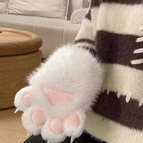 1Pc New Plush Cosplay Cat Paw Glove Squeaking Cartoon Cosplay Glove Thicken Animal Cat Claw Mittens Props Furry Glove 6 balta