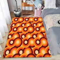 Brown Orange Retro Mid Century Rug Geometric Design Rug Durable Vintage Inspired Floor Mat Doormat Boho Chic Home Accent 40x60CM