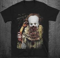 Hello! Creepy Clown Shirt By Stephen King Psycho Horror T Shirt Clothing Graphic Short Sleeve Shirt Unisex Men Women All-Season S įvairiaspalvis