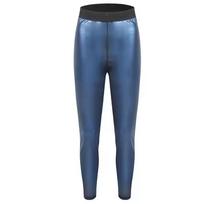 Women Sauna Sweat Shaping Leggings High Elastic Tight Fitness Pants Running Yoga Sports Trousers S tamsiai mėlyna spalva