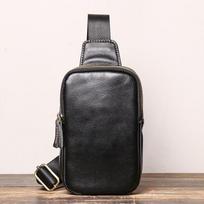 Leather Breast Bag Men'S Cowhide Large-Capacity Messenger Bag Casual Versatile Shoulder Bag Women'S Oily Leather Small Backpack juoda