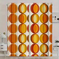 2 Pieces Mid-Century Modern Curta On Terracotta And Mustard Cream Background For Contemporary Decor 53x116cm 2pc21x46in