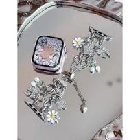 Fashion Women Apple Watch Strap, Adjustable Replacement Wristband Compatible with Apple Watch 38-49mm Series Ultra SE 1-11, Strap Only 38/40/41/S10-42mm Silver