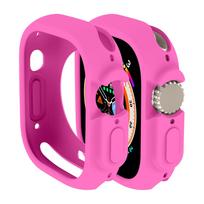 Candy Silicone Case for Apple Watch Ultra 2 49mm Cover 9 8 7 6 Se 5 4 45mm 42mm Protection Iwatch Series 44mm 40mm 41mm Bumper 45mm rožinės rožinės spalvos