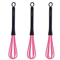 3pcs Plastic Salon Barber Hairdressing Hair Color Dye Cream Kitchen Balloon Whisk Mixer Stirrer Tools rožinė
