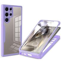 360 Dvipusis Pilnos Apsaugos Telefono Dėklas Samsung Galaxy S21 S22 S23 Plus S24 Ultra Itin Plonas Skaidrus Dėklas su Ekrano Apsauga TPU&For Galaxy S21 Ultra violetinė