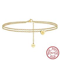 S925 Sterlingas Sidabro Apyrankė Auksu Padengta Persidengianti Trend Juvelyrika Reguliuojama 26raidės Širdies Formos length 16cm+5cm