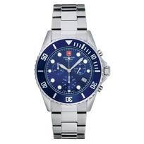 Swiss Alpine Military Master Diver Chronograph Stainless Steel Blue Dial Quartz 7053.9135 100M Men's Watch mėlyna