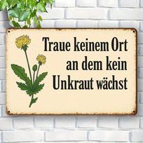 No Weeds Grow Here  German philosophy metal sign, 20x30cm. gryna