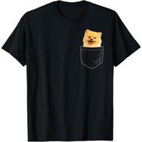 Pomeranian Pom in Pocket I Love Pomeranians Gift T-Shirt S juoda