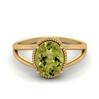 9X7MM Oval Peridot 925 Sterling Silver Gold Vermeil Solitaire Split Shank Women Wedding Ring 6 geltona