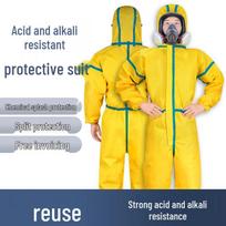 Rūgštims ir šarmams atsparus pilno kūno cheminės apsaugos kostiumas 3XL, Yellow