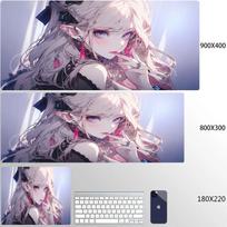 Large Gaming Mousepad Cute Anime Girls Locking Edge Keyboard Mouse Pad Gamer Non-Slip Computer Mouse Mat Kawaii Deskmat Carpet 600x300x3mm