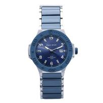 Solar Watch 10 ATM Water Resistant Stainless Steel Ceramic Bracelet Color [Mauro Gerardi] MJ034-6 Men's & (Dial - Blue)
