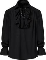 Men's Retro Steampunk Victorian Pirate Lace Shirt S juoda