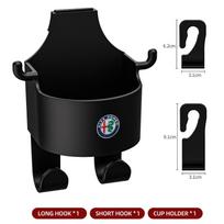 Car Phone Holder Cup Storage Hanging Clip Seatback for Alfa Romeo Spider Giulia Giulietta 147 156 159 Mito Stelvio GT Spider juoda
