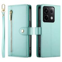 Odinis rankinė per petį dėklas Xiaomi Redmi Note 15 14 13 12 Pro Plus 14C 13C A3 A5 Užtrauktuko dirželis Kortelių laikiklis Piniginės kišenės Dangtelis Redmi Note 15 4G žalia